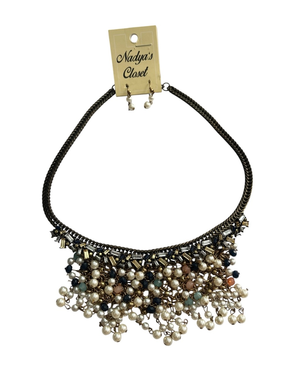 Multi-Color Pearl Cluster Statement Necklace